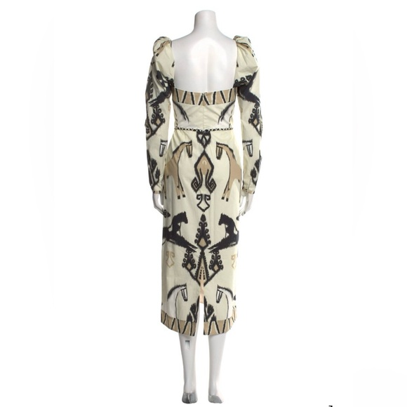 Johanna Ortiz Black and Cream Long Sleeve Dress - Picture 3 of 5